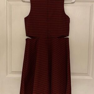 NWT Zunie Sleeveless Burgundy & Black Striped Dress Girls Size 14